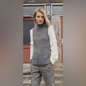 NWT MACH Copenhagen Femme Alpaca Vest Grey Turtleneck Alpaca Wool Blend Size M/L